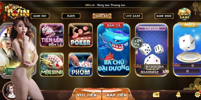 Nhiều game đánh bài online miễn phí tại IWIN